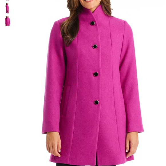 COPY - 09. NWOT KATE SPADE Regal Fuchsia Wool Stand Up Collar Peacoat - Picture 16 of 16